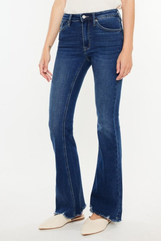 Kancan Cat's Whiskers Raw Hem Flare Jeans